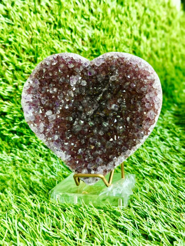 Amethyst Heartshaped Display Crystal 2  Threeleaf Health  Wellness Club    ThreeLeaf Health  Wellness Club