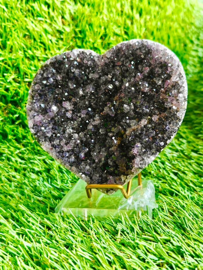 Amethyst Heartshaped Display Crystal 4  Threeleaf Health  Wellness Club    ThreeLeaf Health  Wellness Club