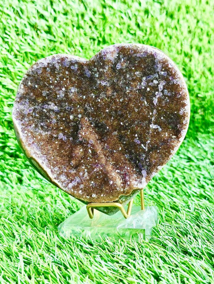 Amethyst Heartshaped Display Crystal 3  Threeleaf Health  Wellness Club    ThreeLeaf Health  Wellness Club