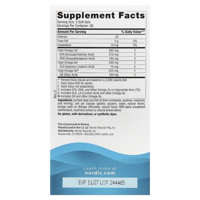 Nordic Naturals, Complete Omega 1000 mg – Lemon, 180 sgls. – product label and package view 2