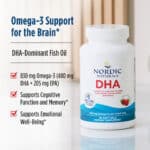 Nordic Naturals, DHA 500 mg – Strawberry, 180 sgls. – product label and package view 4