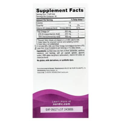 Nordic Naturals, Prenatal DHA, 180 sgls. – product label and package view 2