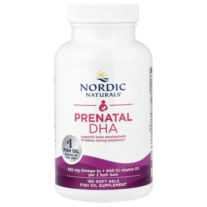 Nordic Naturals, Prenatal DHA, 180 sgls. – product label and package view 3