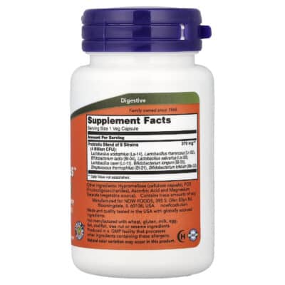 NOW Foods, Gr8-Dophilus™, 60 Veg Capsules – product label and package view 2