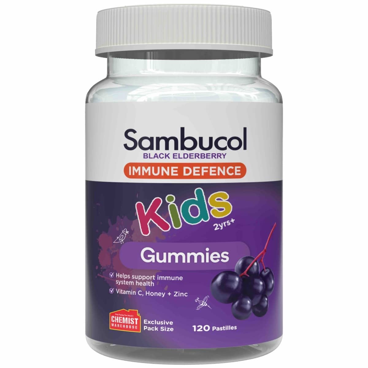 Sambucol Kids Immune Defence Gummies 120 Gummies Front Pack - Threeleaf Wellness Club Sambucol Kids Immune Defence Gummies 120 gummies front pack