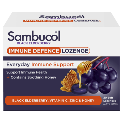 Sambucol Black Elderberry Immune Defence Lozenges 20 pack front