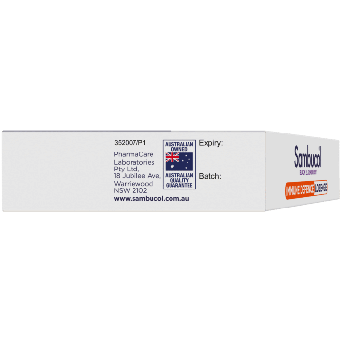 Sambucol Immune Defence Lozenges pack details