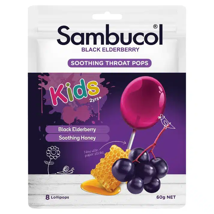 Sambucol Soothing Throat Pops for Kids 8 Pops 1 Threeleaf Health Wellness Club ThreeLeaf Health Wellness Club
