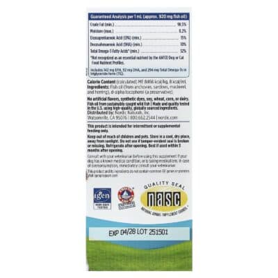 Nordic Naturals, Omega-3 Pet™, Cats and Small Breed Dogs, 2 fl oz (60 ml) – product label and package view 2