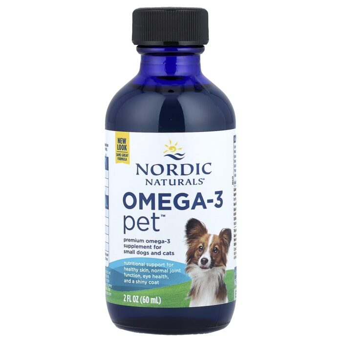 Nordic Naturals, Omega-3 Pet™, Cats and Small Breed Dogs, 2 fl oz (60 ml) – product label and package view 3