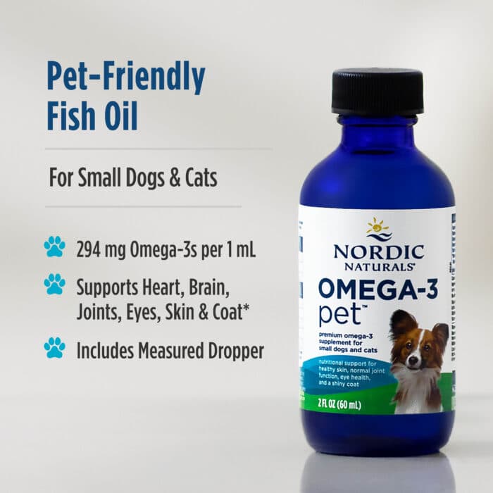 Nordic Naturals, Omega-3 Pet™, Cats and Small Breed Dogs, 2 fl oz (60 ml) – product label and package view 5