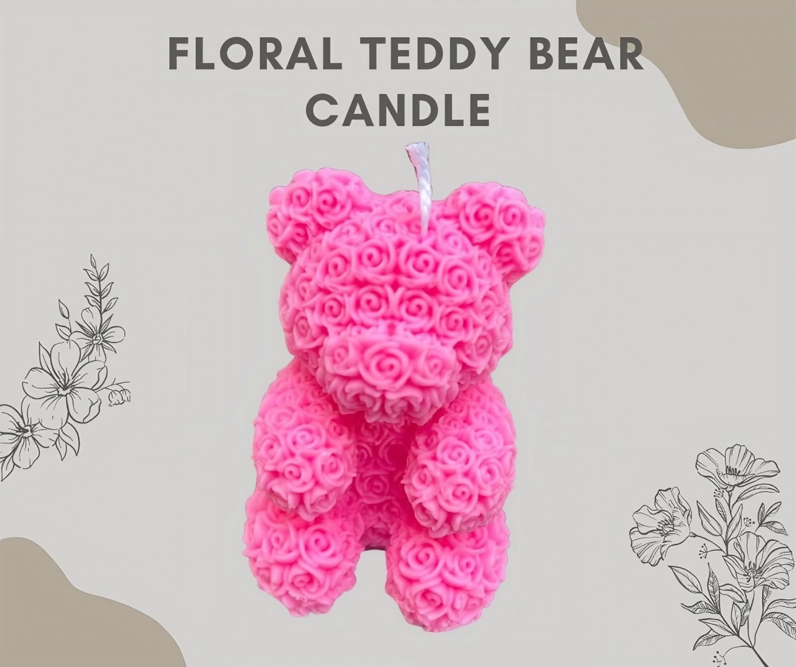 Floral Teddy Bear Candle Threeleaf Health Wellness Club ThreeLeaf Health Wellness Club