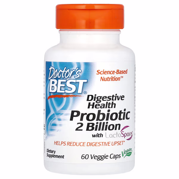 Doctors Best Digestive Health Probiotic 2 Billion with Lactospore 2 Billion 60 Veggie Caps Threeleaf Health Wellness Club ThreeLeaf Health Wellness Club