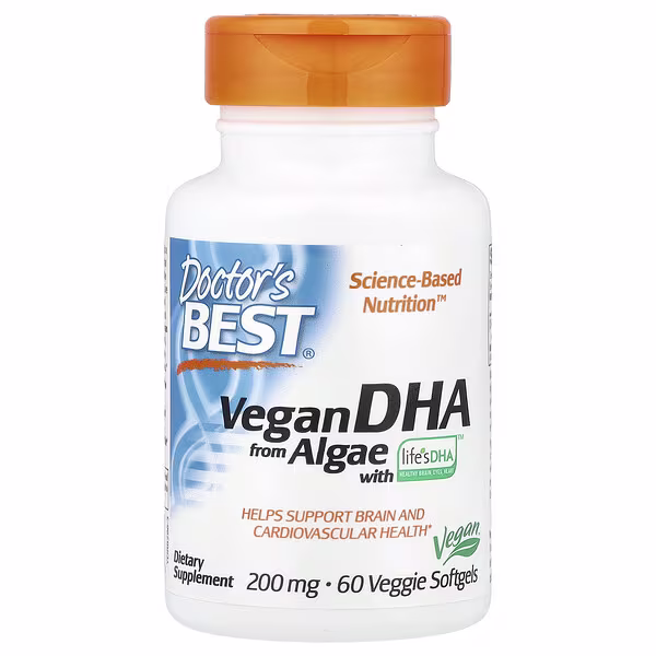 Doctors Best Vegan Dha from Algae with Lifes Dha™ 200 Mg 60 Veggie Softgels Threeleaf Health Wellness Club ThreeLeaf Health Wellness Club