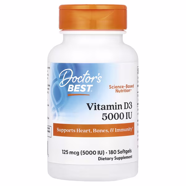 Doctors Best Vitamin D3 125 Mcg 5000 Iu 180 Softgels Threeleaf Health Wellness Club ThreeLeaf Health Wellness Club