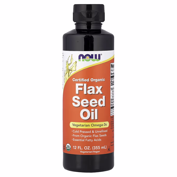 Now Foods Certified Organic Flax Seed Oil 12 Fl Oz 355 Ml Threeleaf Health Wellness Club ThreeLeaf Health Wellness Club