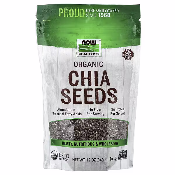 Now Foods Real Food Organic Chia Seeds 12 Oz 340 G Threeleaf Health Wellness Club ThreeLeaf Health Wellness Club