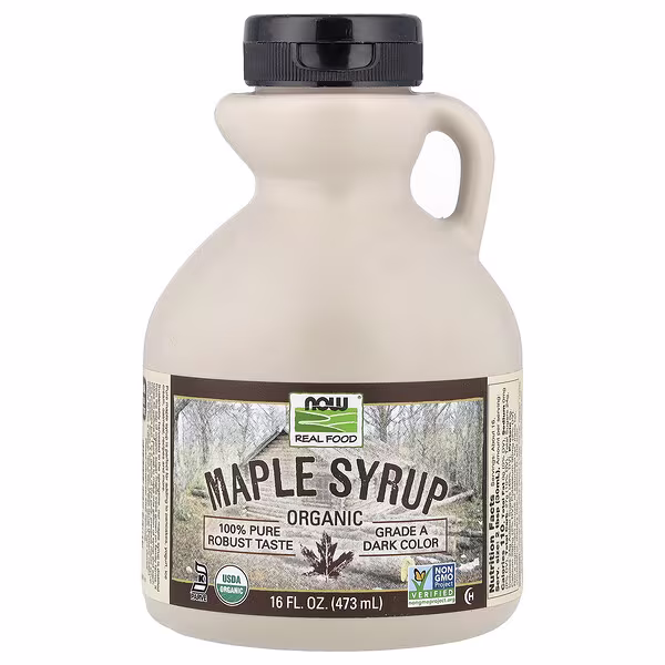 Now Foods Real Food Organic Maple Syrup Grade a Dark Color 16 Fl Oz 473 Ml - Threeleaf Health & Wellness Club