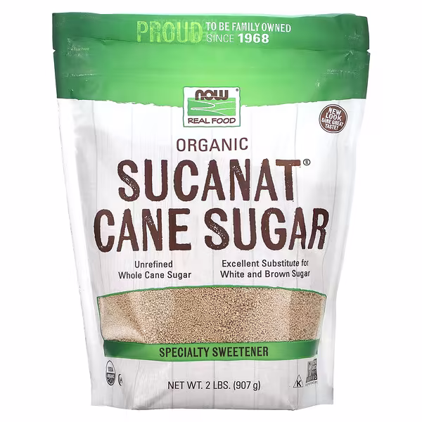 Now Foods Real Food Organic Sucanat Cane Sugar 2 Lbs 907 G - Threeleaf Health & Wellness Club
