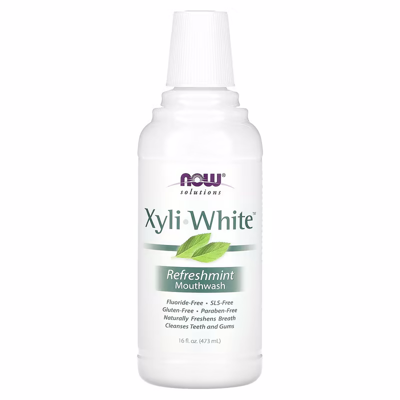 Now Foods Solutions Xyliwhite Mouthwash Fluoride-free Refreshmint 16 Fl Oz 473 Ml - Threeleaf Health & Wellness Club