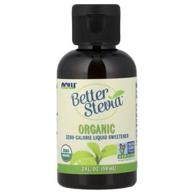 NOW BetterStevia Organic Extract Liquid, 60 ml. – product label and package view 1
