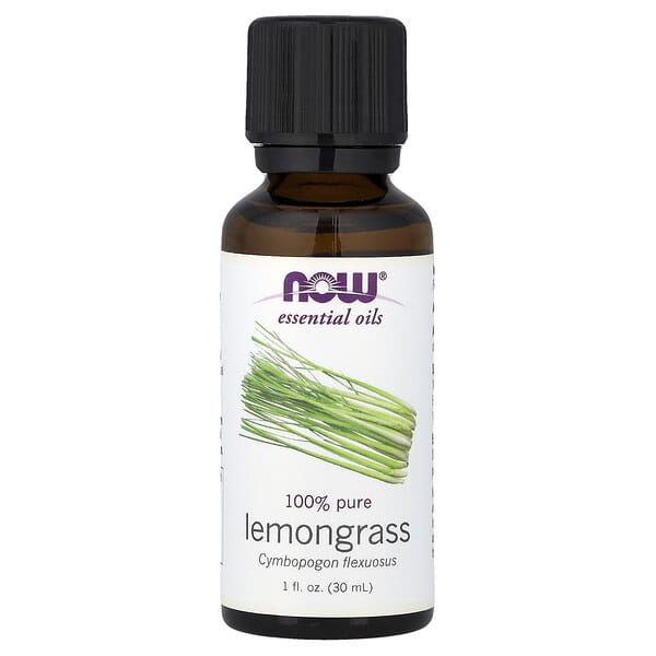 Now Foods Essential Oils Lemongrass 1 Fl Oz 30 Ml Product View 1 - Threeleaf Wellness Club NOW Foods, Essential Oils, Lemongrass, 1 fl oz (30 ml) – product label and package view 1