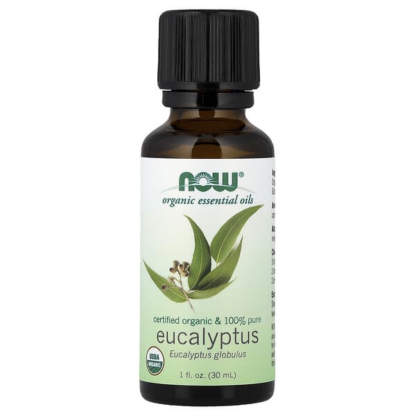 Now Foods Organic Essential Oils Eucalyptus 1 Fl Oz 30 Ml Product View 1 - Threeleaf Wellness Club NOW Foods, Organic Essential Oils, Eucalyptus, 1 fl oz (30 ml) – product label and package view 1