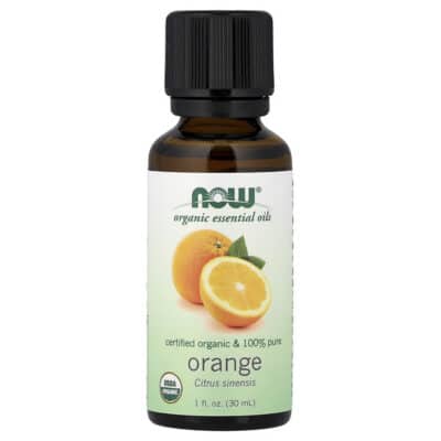 NOW Foods, Organic Essential Oils, Orange, 1 fl oz (30 ml) – product label and package view 1