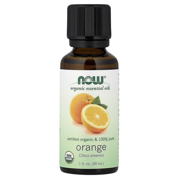 Now Foods Organic Essential Oils Orange 1 Fl Oz 30 Ml Product View 1 - Threeleaf Wellness Club NOW Foods, Organic Essential Oils, Orange, 1 fl oz (30 ml) – product label and package view 1
