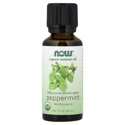 NOW Foods, Organic Essential Oils, Peppermint, 1 fl oz (30ml) – product label and package view 1