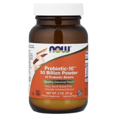 NOW Foods, Probiotic-10 Powder, 2 oz (57 g) – product label and package view 1