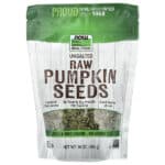 NOW Foods, Real Food, Raw Pumpkin Seeds, Unsalted, 16 oz (454 g) – product label and package view 1