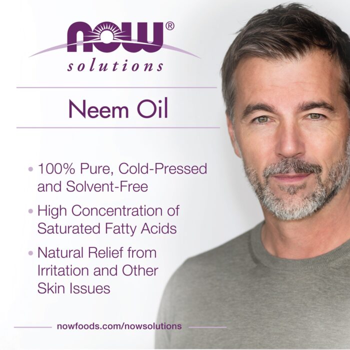 NOW Foods, Solutions, Pure Neem Oil, 1 fl oz (30 ml) – product label and package view 3