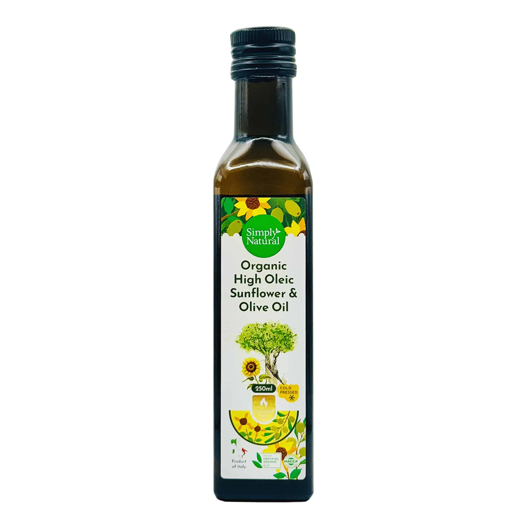 Simply Natural Cold Pressed Organic High Oleic Sunflower Olive Oli 250ml Italy Threeleaf Health Wellness Club ThreeLeaf Health Wellness Club