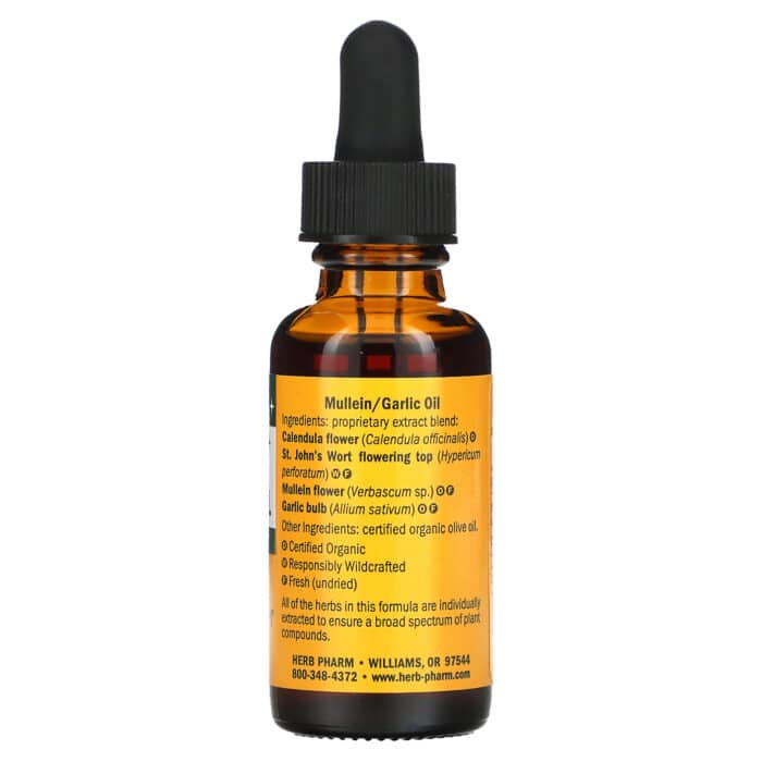 Herb Pharm Kids Mullein Garlic Oil 30 ml ingredients label