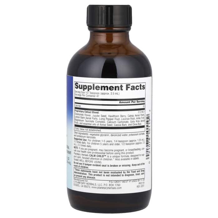 Planetary Herbals Calm Child Herbal Syrup 118 ml supplement facts