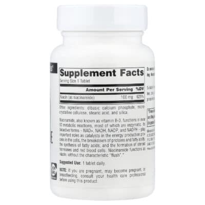 Source Naturals Niacinamide B-3 100 mg 250 tablets supplement facts