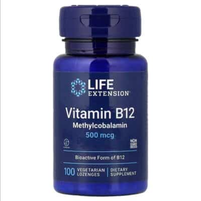 Life Extension B12 500 mcg, 100 vegetarian lozenges.