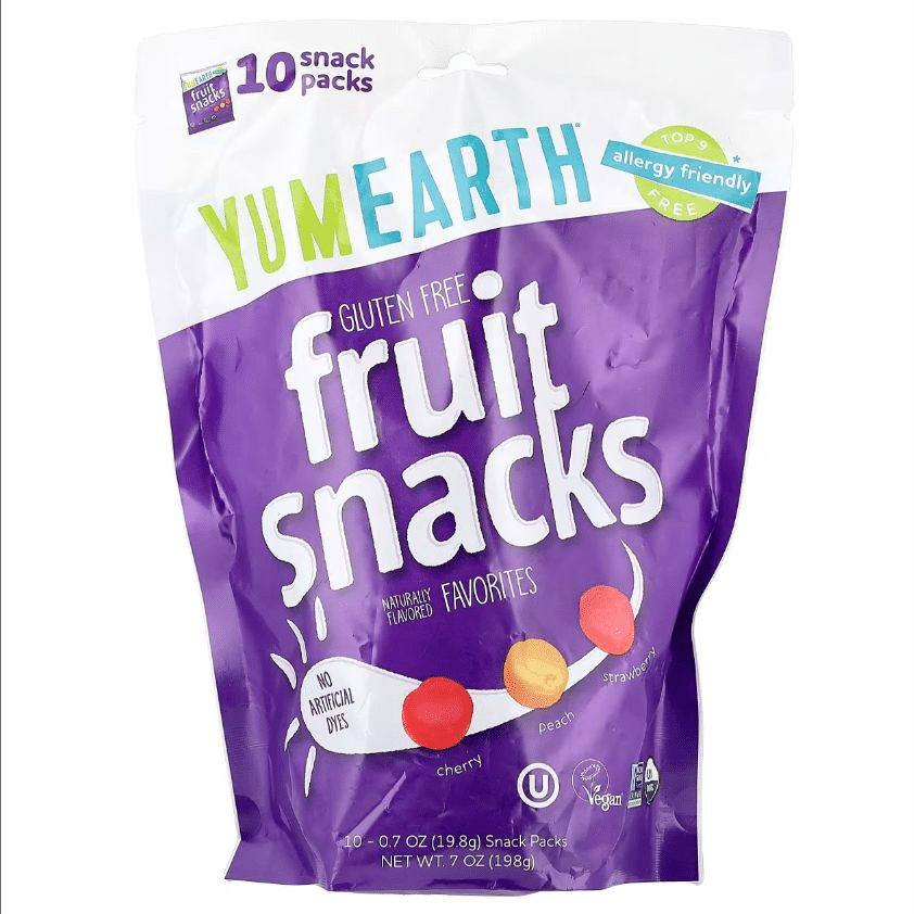 Yumearth Organic Fruit Snacks, 10 Snack Pack. - Threeleaf Wellness Club YumEarth Organic Fruit Snacks, 10 snack pack.