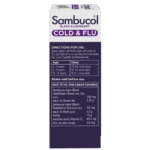 Sambucol Kids Cold and Flu Relief Liquid directions panel