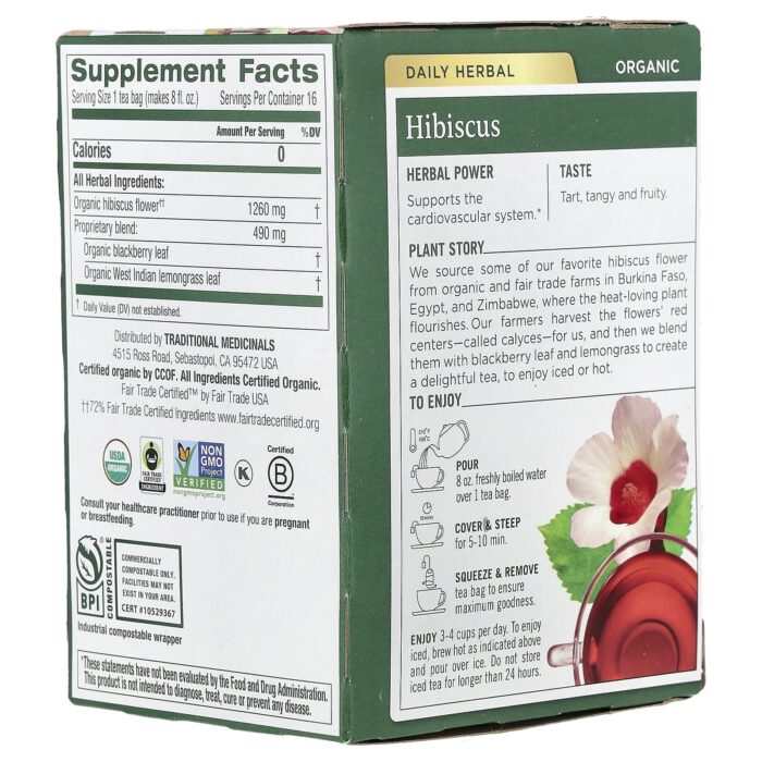 32917002310 - Traditional Medicinals Organic Hibiscus, 16 bags - gallery image 6