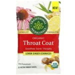 Traditional Medicinals Organic Throat Coat Drops, Lemon Ginger Echinacea, 16 Pectin Throat Drops