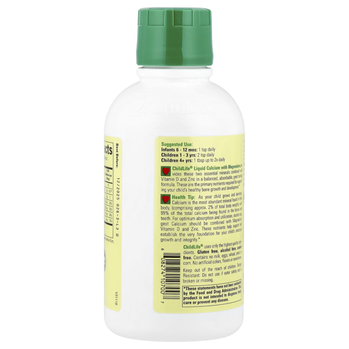 608274107007 - ChildLife Liquid Calcium with Magnesium, 474 ml. - gallery image 3