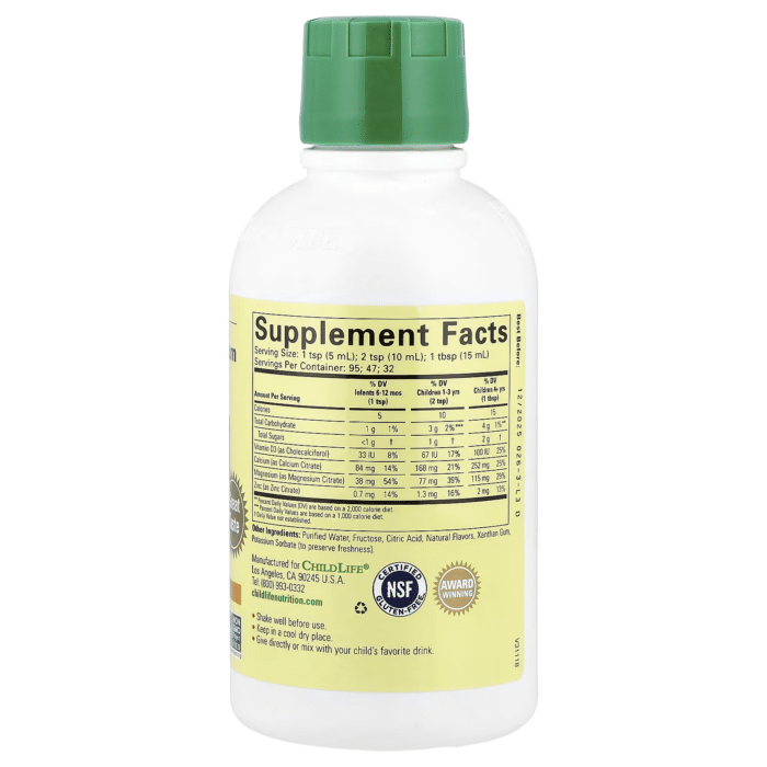 608274107007 - ChildLife Liquid Calcium with Magnesium, 474 ml. - gallery image 6