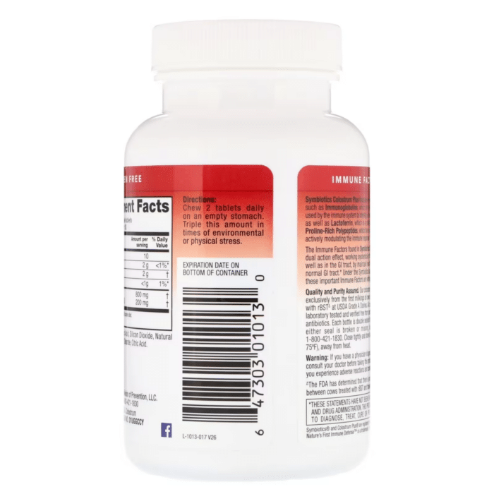 647303010130 - Symbiotics Colostrum Plus Chewable - Wild Cherry, 120 tabs. - gallery image 9