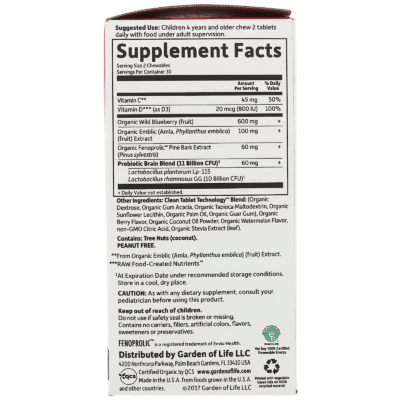 658010120715 - Garden of Life Dr. Formulated Brain Health Organic Attention/Focus Kids Chewables, 60 tabs.