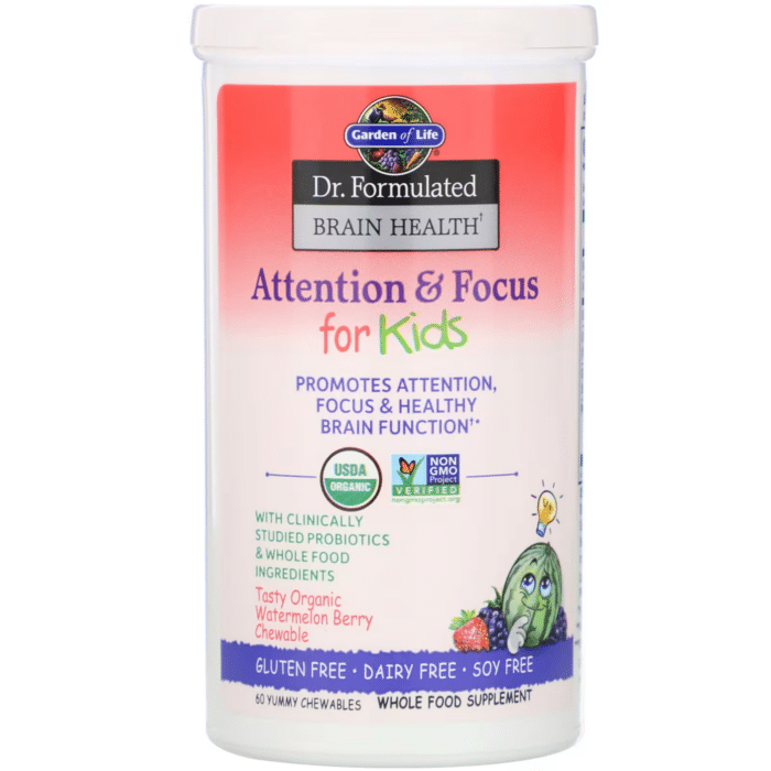 658010120715 - Garden of Life Dr. Formulated Brain Health Organic Attention/Focus Kids Chewables, 60 tabs. - gallery image 4