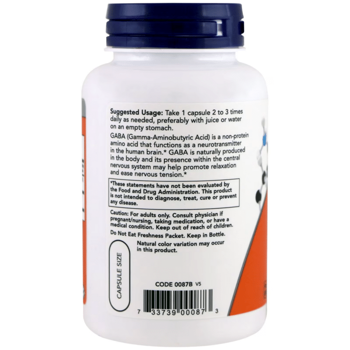 733739000873 - NOW GABA 500 mg, 100 caps. - gallery image 5