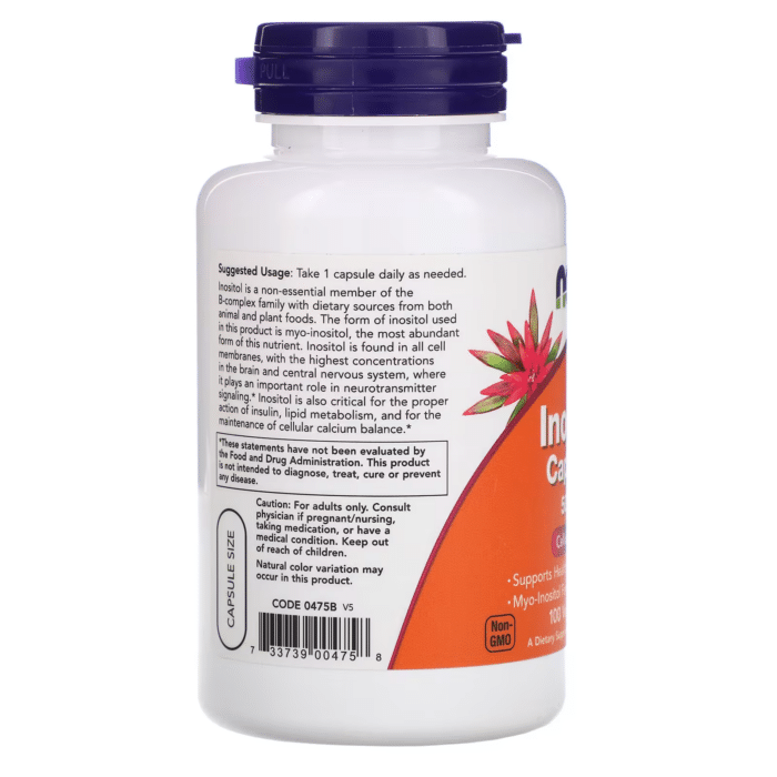 733739004758 - NOW Foods, Inositol, 500 mg, 100 Veg Capsules - gallery image 6