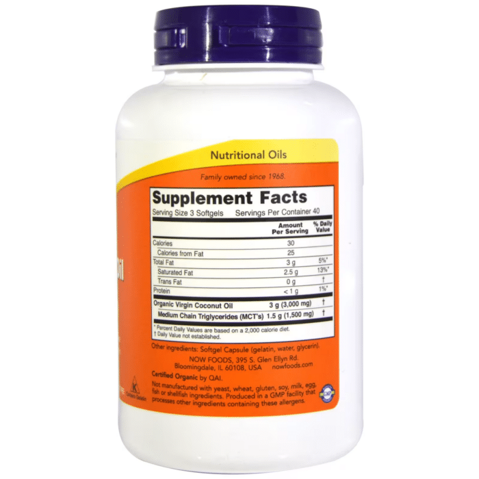 733739017185 - NOW Foods, Virgin Coconut Oil, 1,000 mg, 120 Softgels - gallery image 4